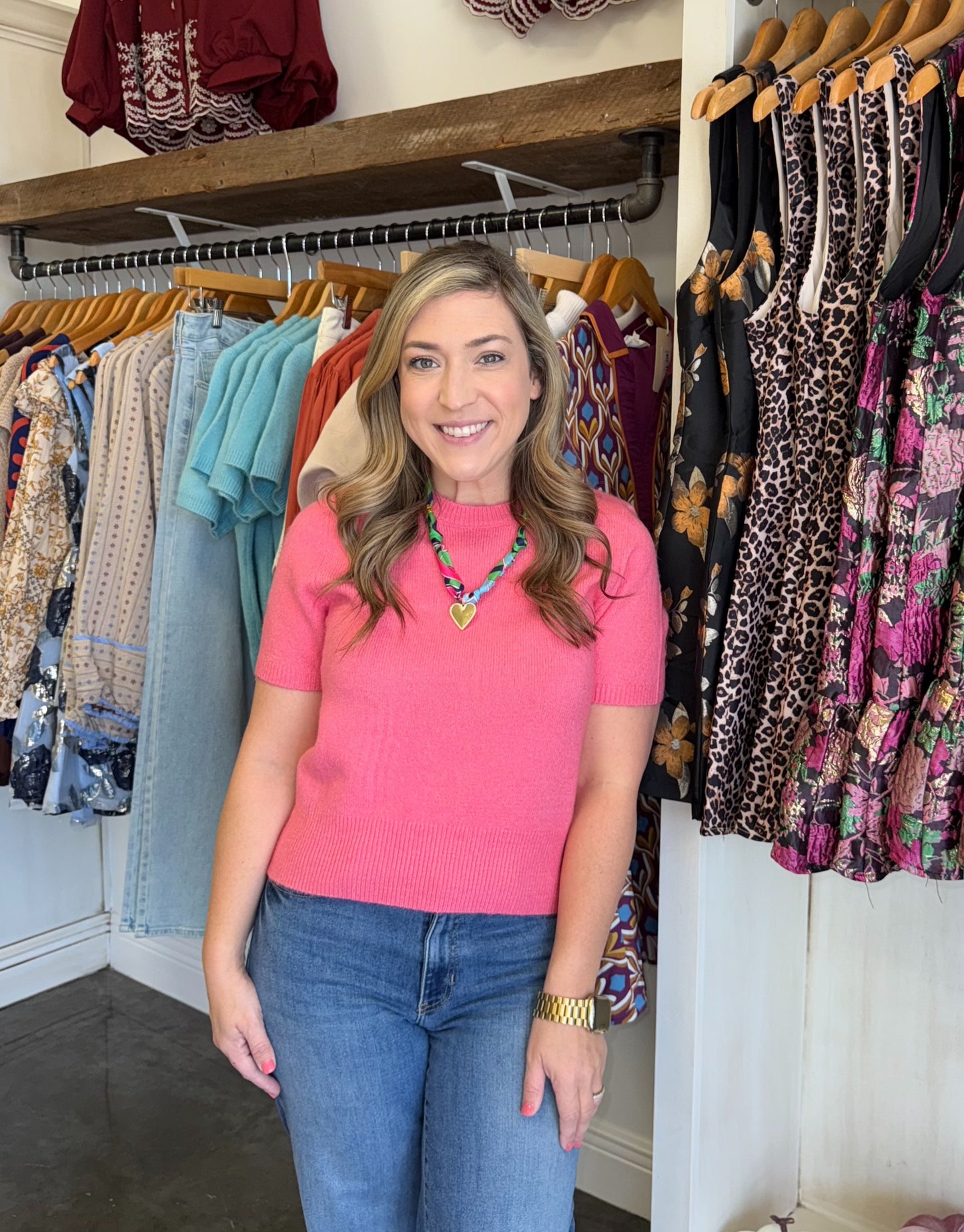 Pink Short Sleeve Sweater