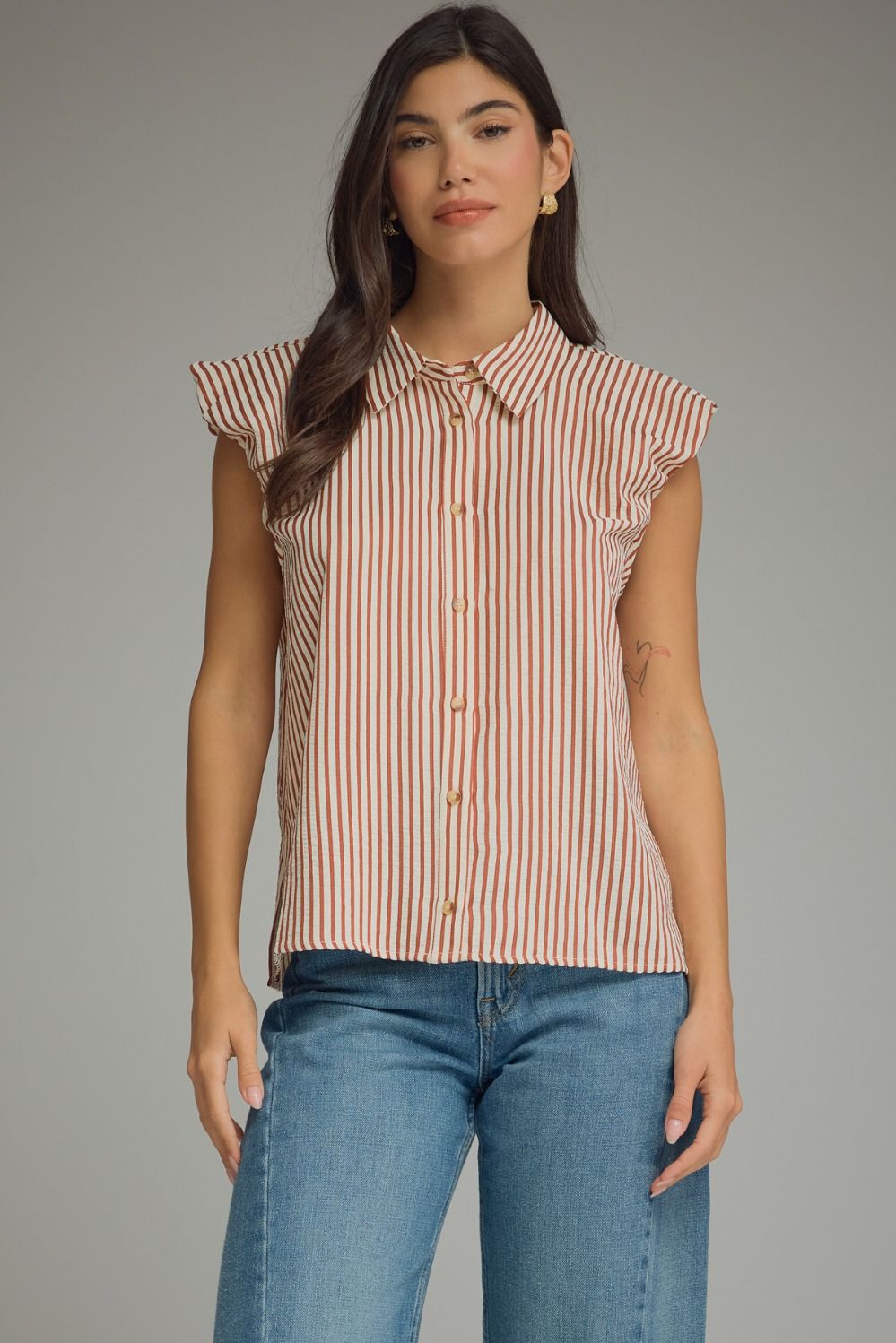 Stripe Button Top