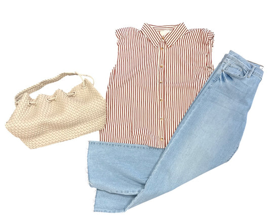 Stripe Button Top