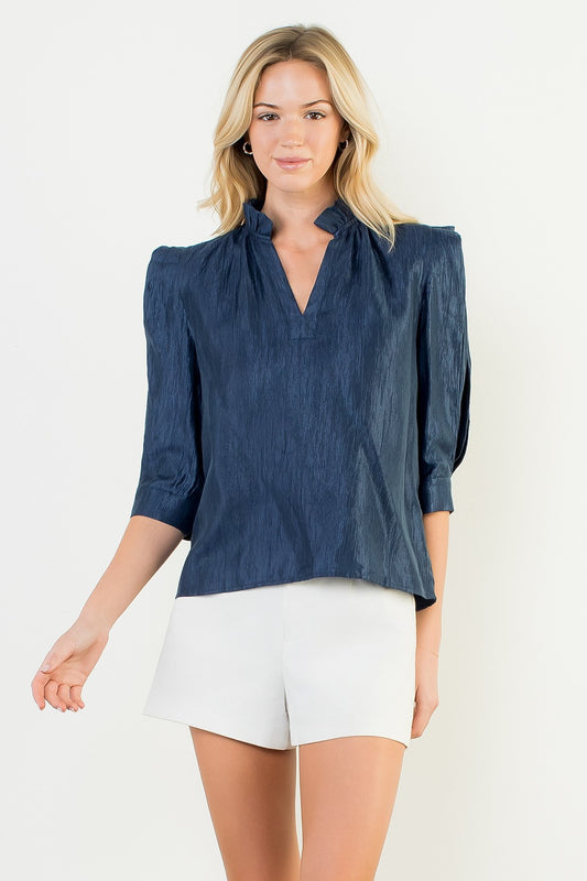 Navy Holiday Top