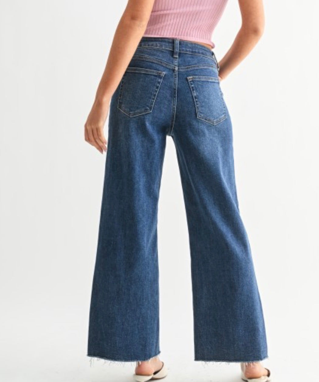 Slim Wide Leg Dark Denim