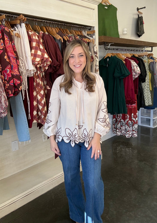 Ecru Embroidered Blouse
