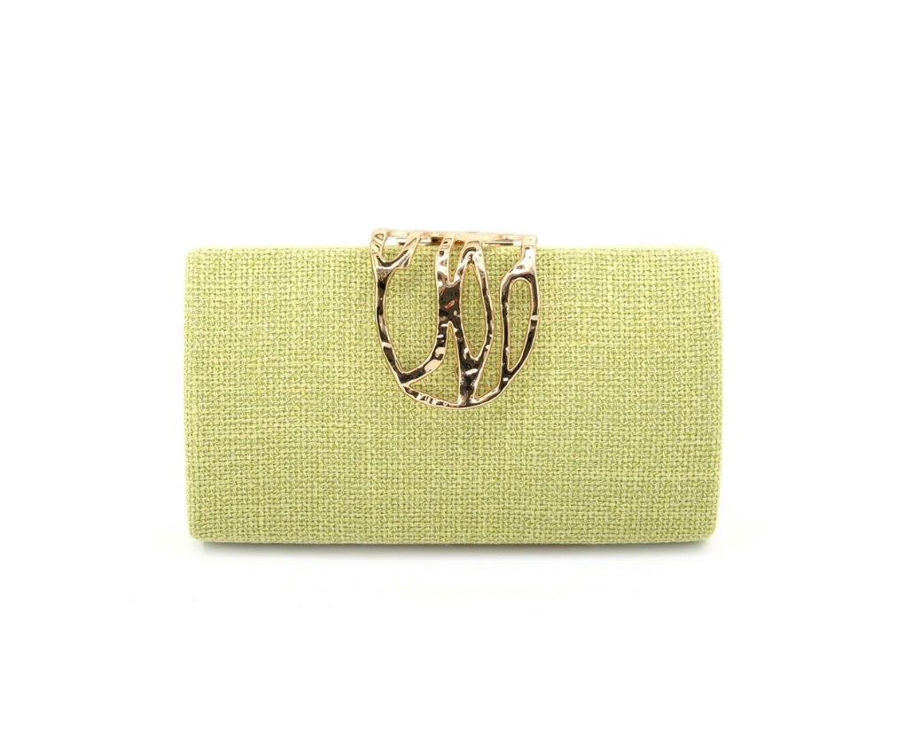 Lime Straw Clutch