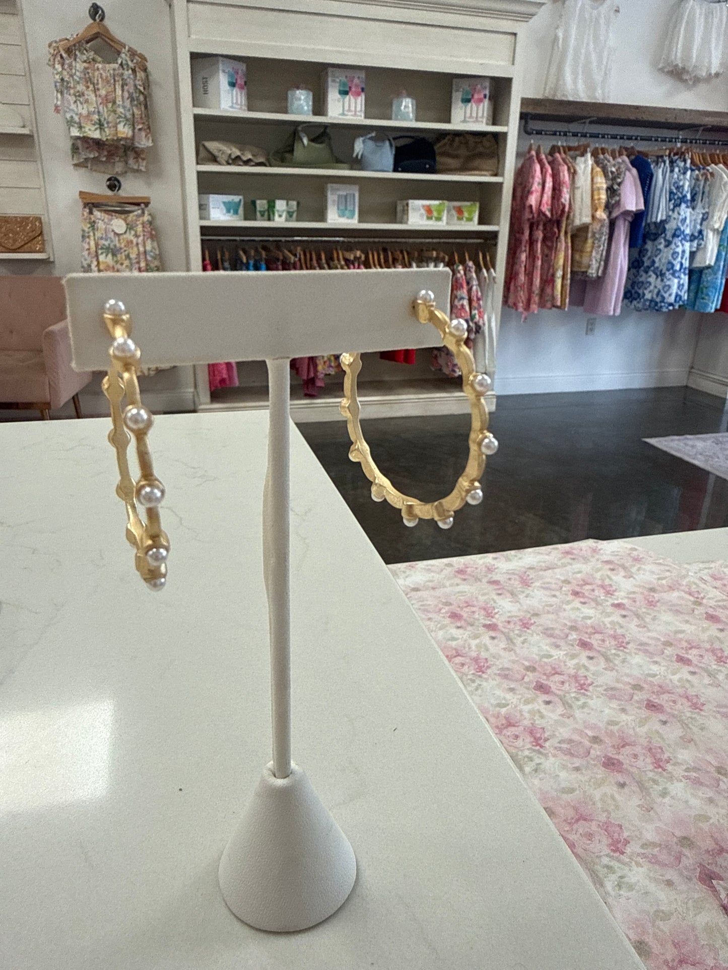 Pearl hoop earring