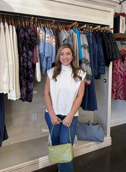 White Mock Neck Sweater