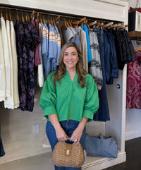 Kelly Green Poplin Top