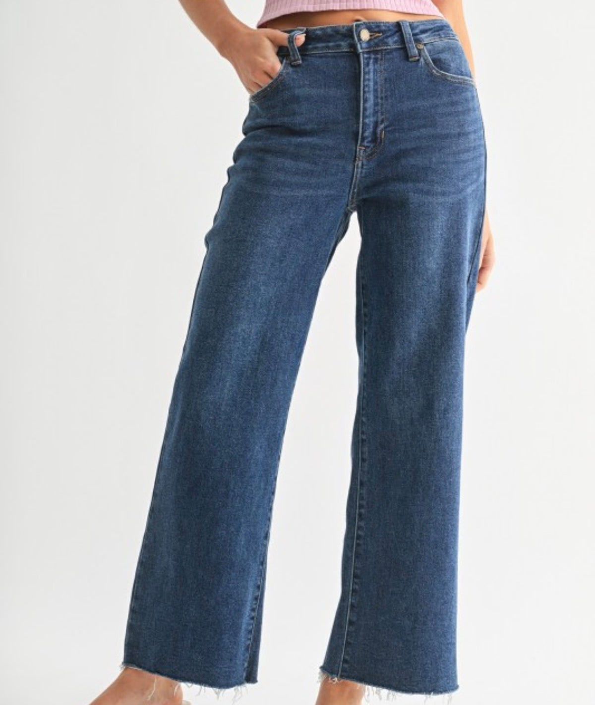 Slim Wide Leg Dark Denim