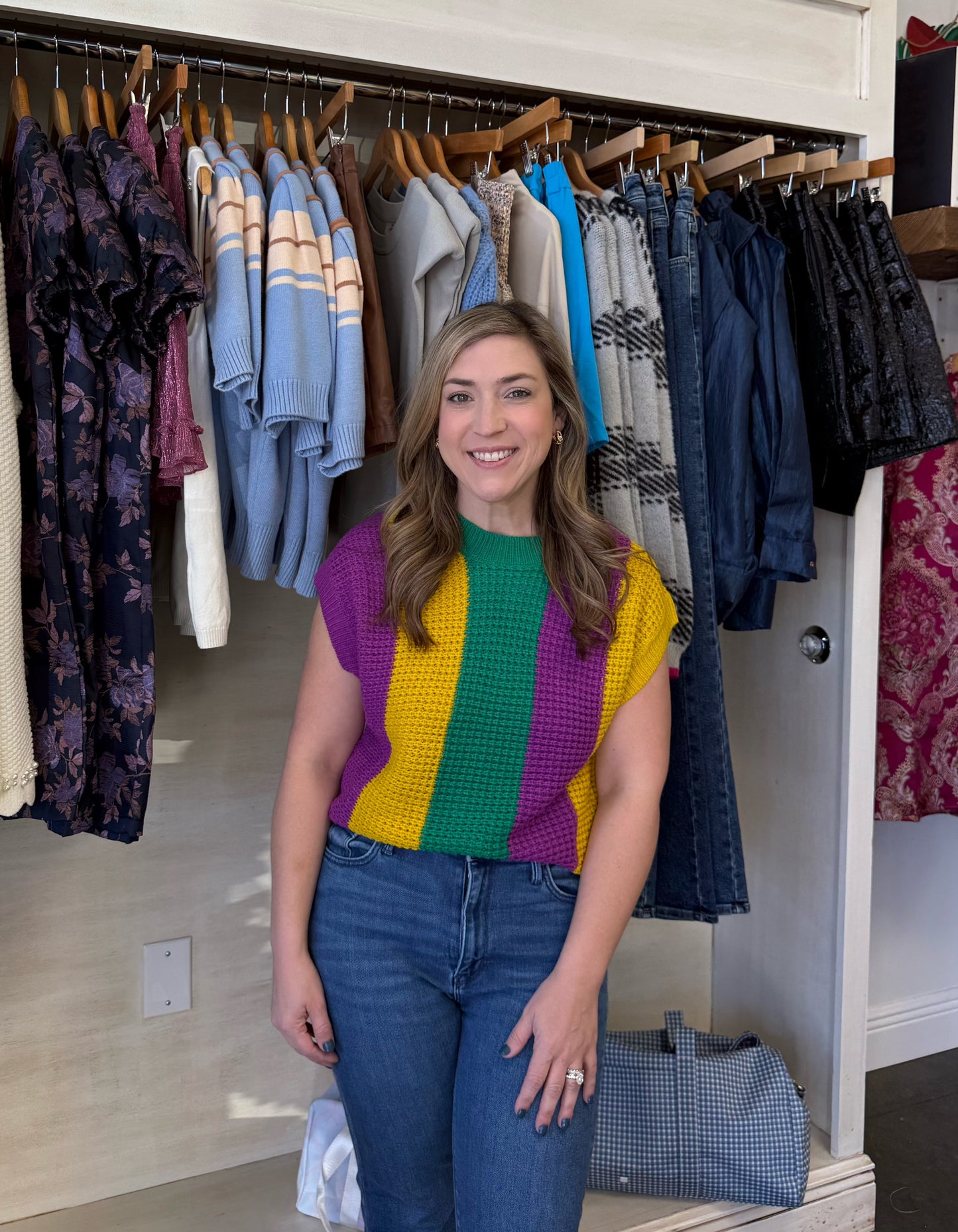 Mardi Gras Stripe Sweater