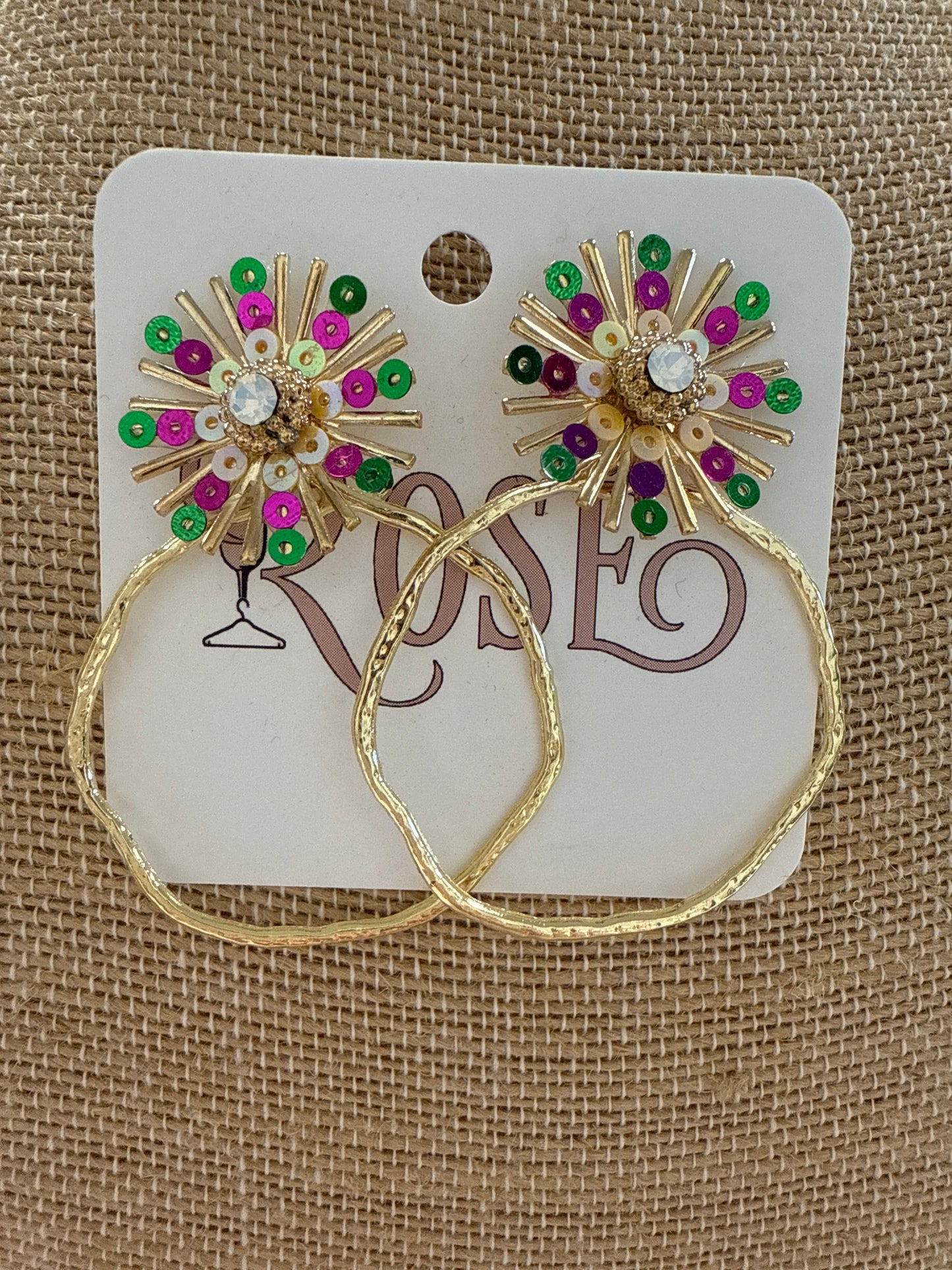 Mardi Gras burst earring