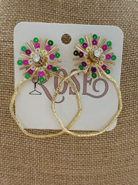 Mardi Gras burst earring