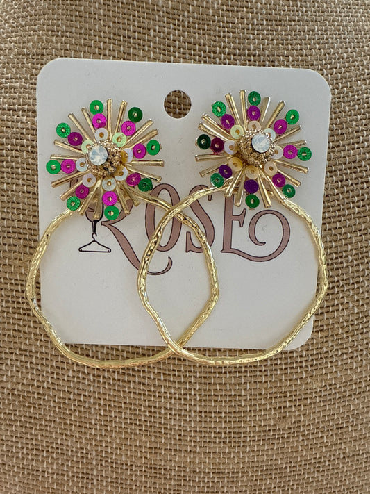 Mardi Gras burst earring