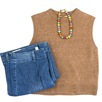 Camel sleeveless sweater