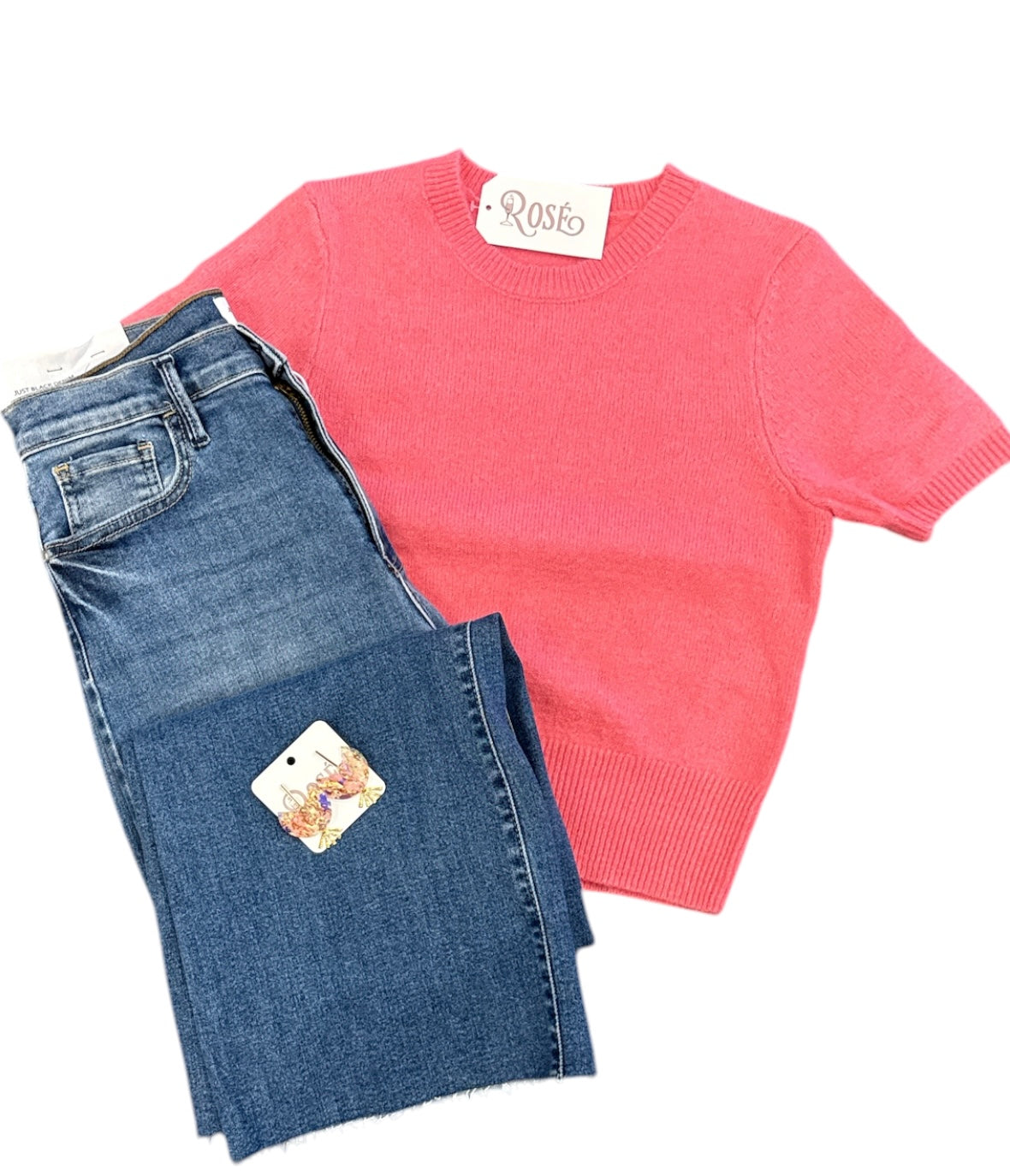 Pink Short Sleeve Sweater