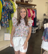 Purple Floral Mix Top