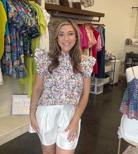 Purple Floral Mix Top