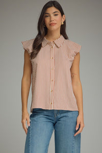 Stripe Button Top